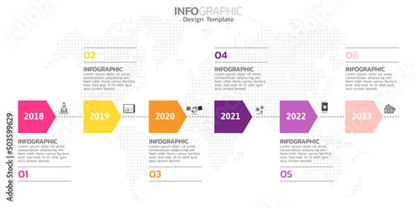 Obraz Infographic elements for content, diagram, flowchart, steps, parts, timeline, workflow, chart.