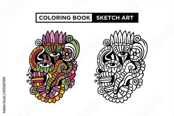 Fototapeta Vector design coloring book sketch art