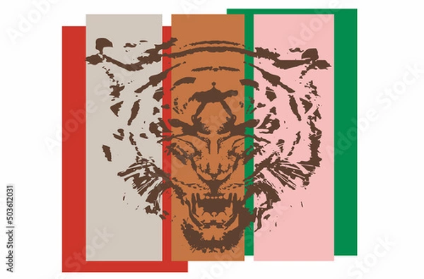 Fototapeta Multicolored logo with a tiger muzzle