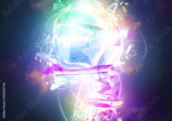 Fototapeta 芸術的で抽象的な女性の横顔のイラスト