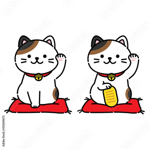 Obraz つぶらな瞳の招き猫のイラスト