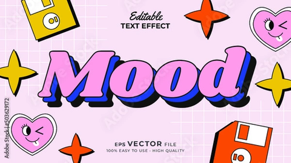 Fototapeta Editable text style effect - retro old school cartoon text in groovy style theme