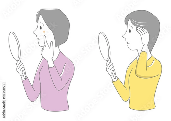 Fototapeta 白髪、シミが気になる女性