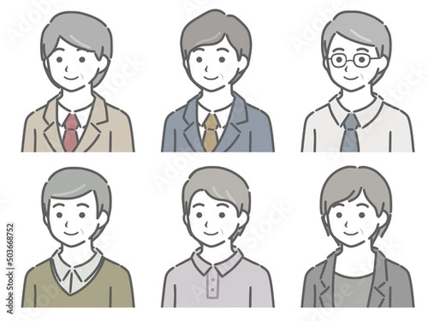 Fototapeta 中年男性の斜め向き上半身セット