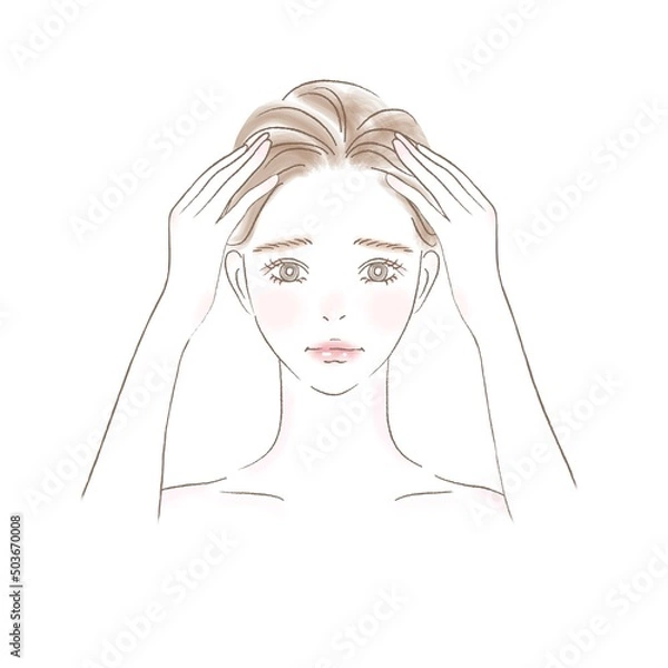 Fototapeta 頭皮ケアで悩む女性のイラスト