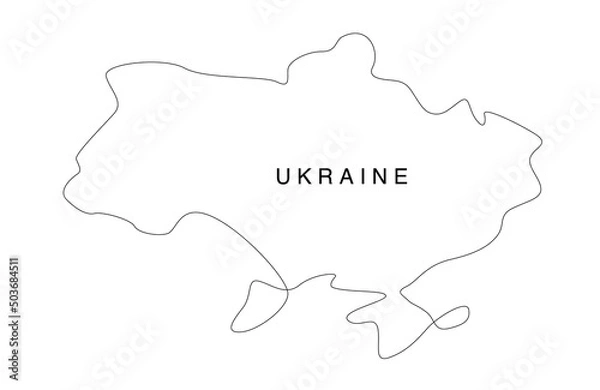 Fototapeta Line art Ukraine map. continuous line europe map. vector illustration. single outline.