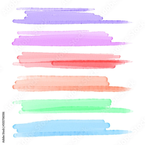 Fototapeta Set of watercolor vector brush strokes