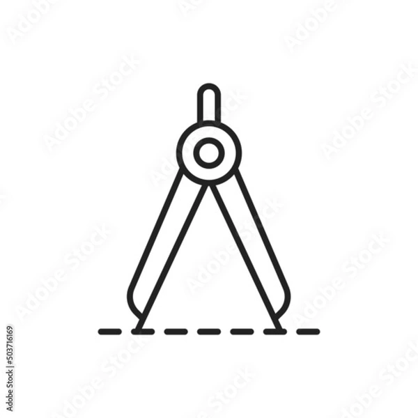 Fototapeta Mathematical compass, drawing tool icon. High quality black vector illustration..