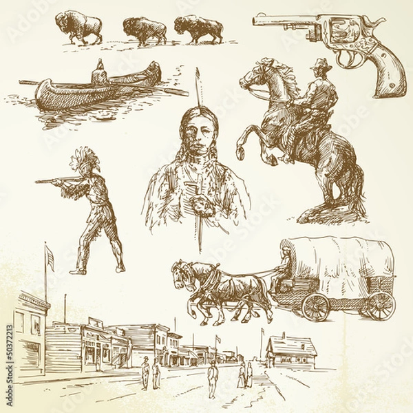 Obraz wild west - hand drawn set