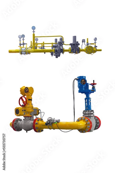 Fototapeta two modern industrial high-precision devices for remote control of gas parameters isolated on a white background