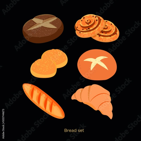 Fototapeta set of bread illustrations. vector illustrations