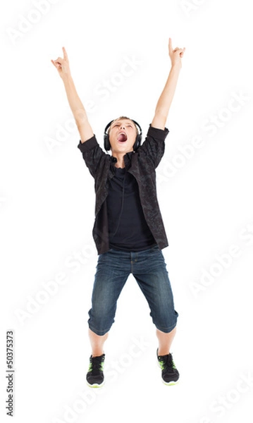 Obraz Подросток в наушниках, музыкальный фанат