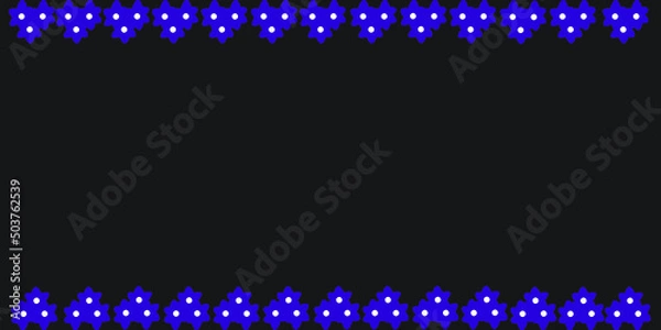 Obraz black background and blue flowers border frame