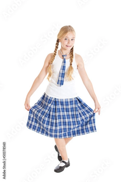 Obraz Девочка в школьной форме делает реверанс