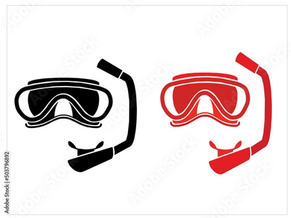 Obraz Mask for swimming and diving, black vector illustration