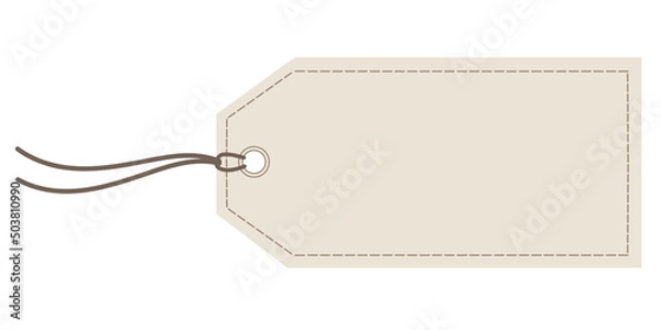 Fototapeta tag Horizontal set Angled Hangtag Seam Beige With String And Shadowimage jpg  price tag  Paper Label Isolated On White Background. Ready for your message.
 