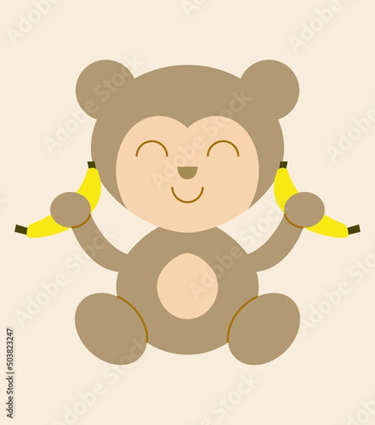 Obraz Monkey with bananas - color shape