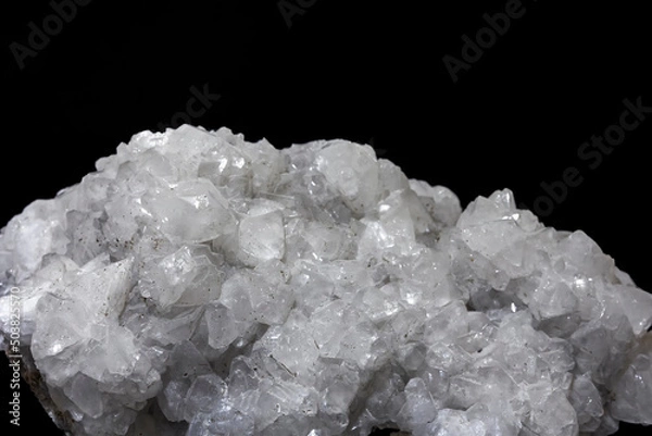 Fototapeta View of colemanite (boron mine). It, which is a mineral-rich type of boron, is crystallized in mono clinical system. İt is found as big, shiny, transparent crystals inside the ore pockets in clays.