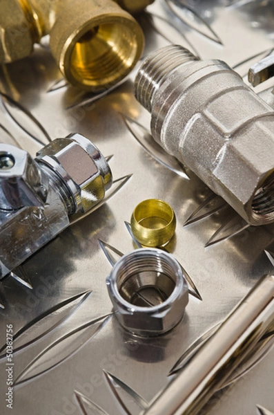 Obraz Plumbing Kit on a metal surface