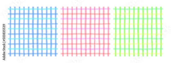 Obraz 爽やかな手描きのチェック柄-1リピートのセット