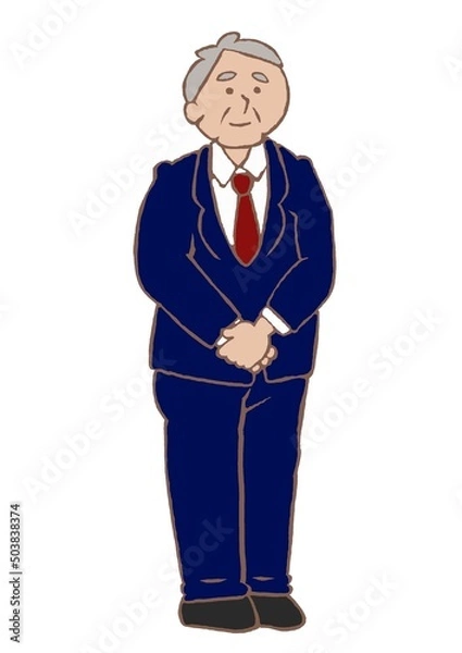 Obraz 貫禄のある小学校の校長先生のイラスト