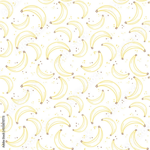 Fototapeta Banana seamless vector flat pattern. Yellow line fruits. Stylish fruit pattern on a white background
