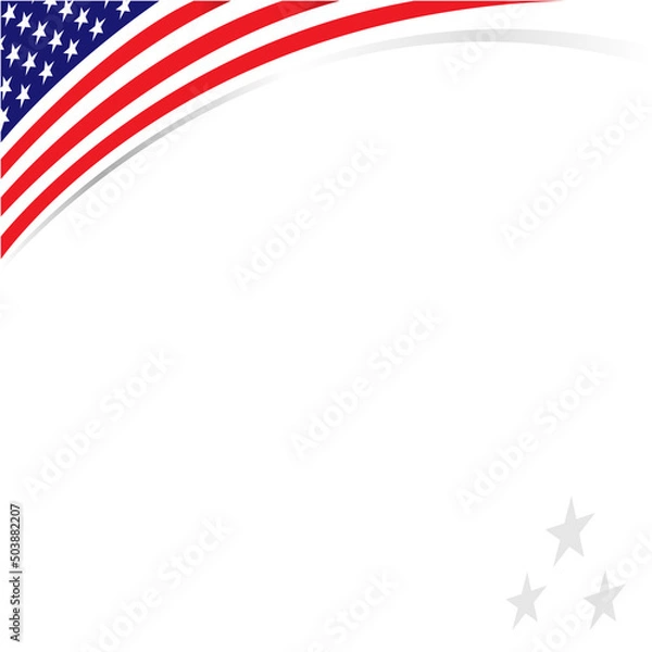 Fototapeta American abstract flag wave corner banner border with an empty space for text.	
