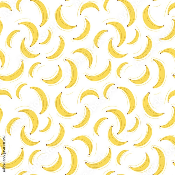 Fototapeta Banana seamless vector flat pattern. Yellow line fruits. Stylish fruit pattern on a white background