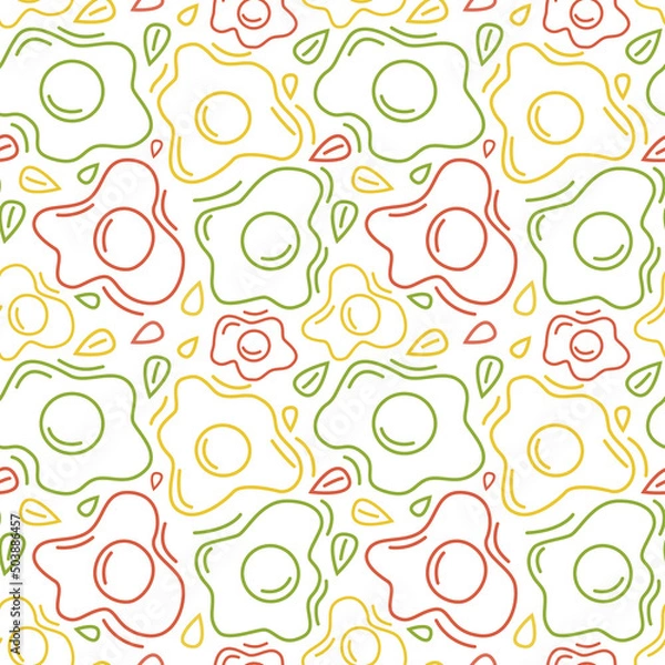Fototapeta Scrambled eggs line. Seamless flat transparent pattern. Vector. Sophisticated stylish doodle design