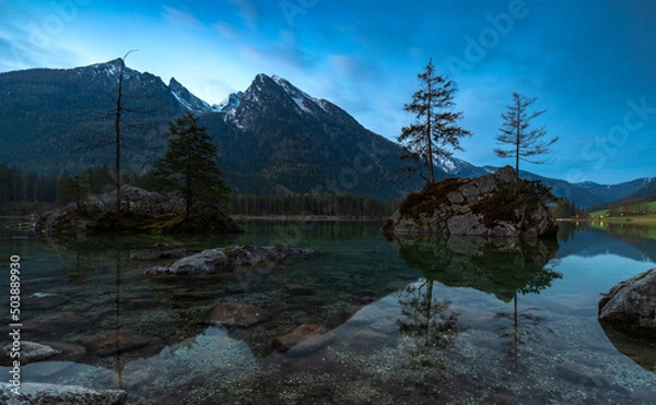 Fototapeta Morgendämmerung am Hintersee bei Ramsau, Berchtesgaden
