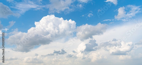 Fototapeta weather concept. blue sky with white clouds in daylight