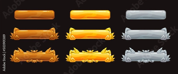 Obraz Metallic title banners set for epic game design.