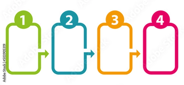 Fototapeta Four steps boxes. Marketing communication. Work in progress template. Vector illustration II.	