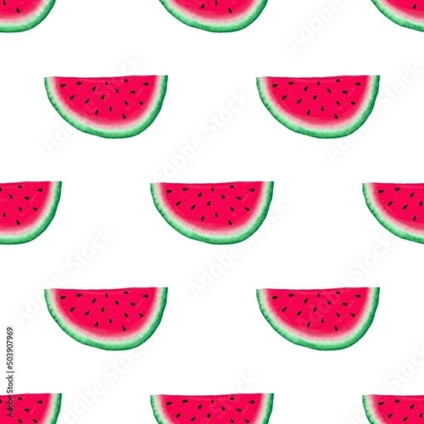 Fototapeta Summer fruit seamless watermelon pattern for fabrics and packaging and gifts and linens and kids and wrapping paper