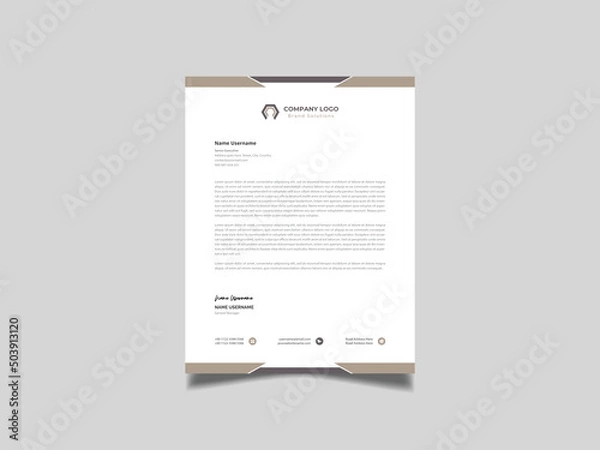 Obraz Creative standard brown letterhead template abstract design