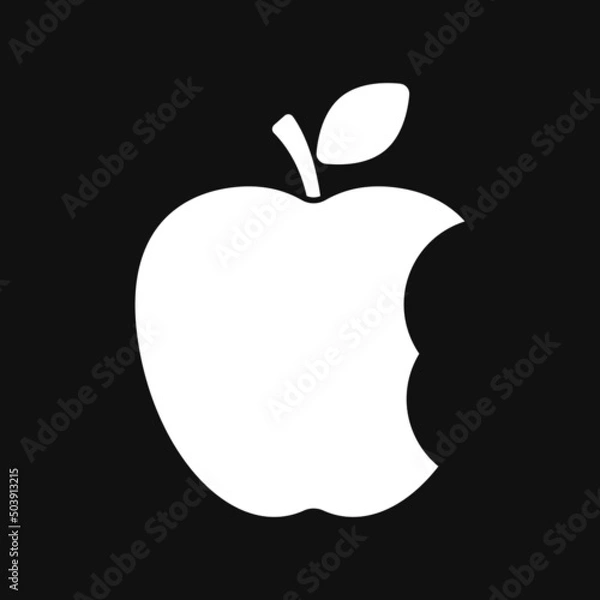 Obraz Bitten apple icon on grey background