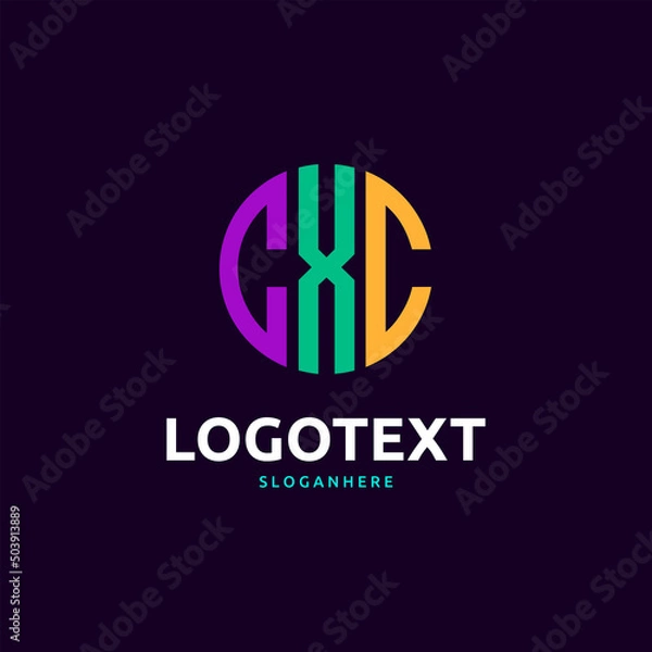 Fototapeta Cxc Monogram logo, Cxc Circle font, Round monogram Cxc letters, three letters logo