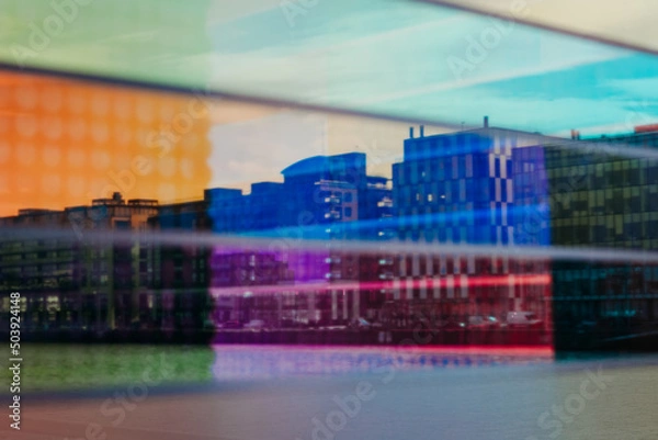 Obraz Colourful reflections on the building in Dublin, Ireland