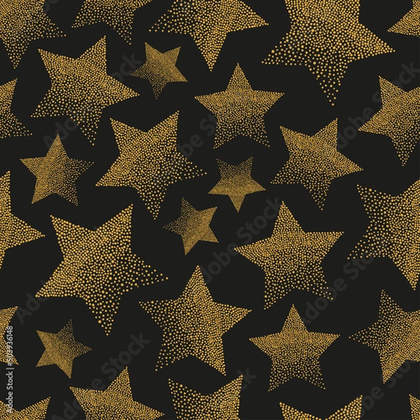 Obraz Gold stars pattern. Vector seamless background.