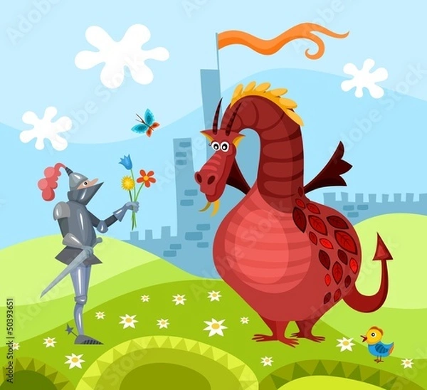 Obraz dragon and knight