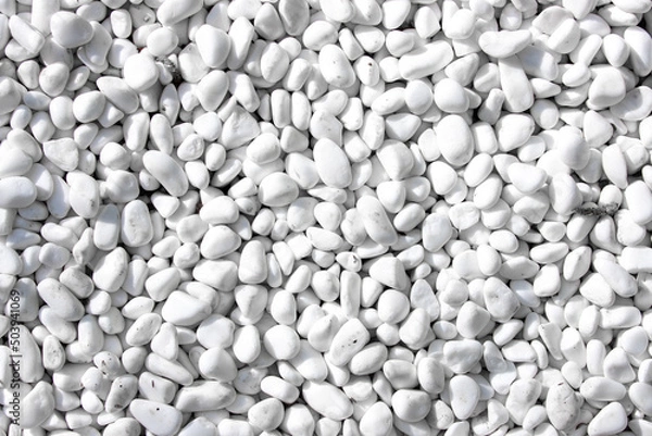Fototapeta A close-up with many white ornamental stones