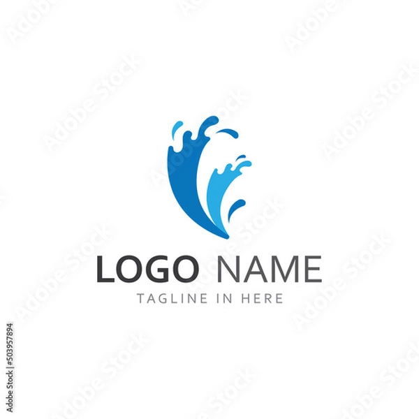 Fototapeta Water wave logo and Sea wave logo or beach water wave, with vector design concept of symbol illustration template.