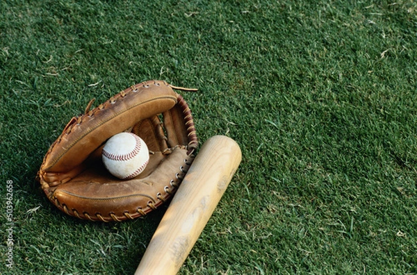 Obraz Baseball in a Glove with Bat