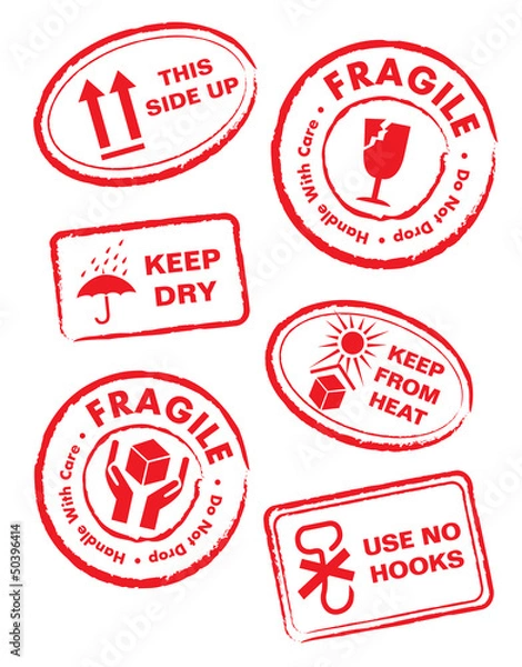 Fototapeta Shipping Label different message and graphic pattern set