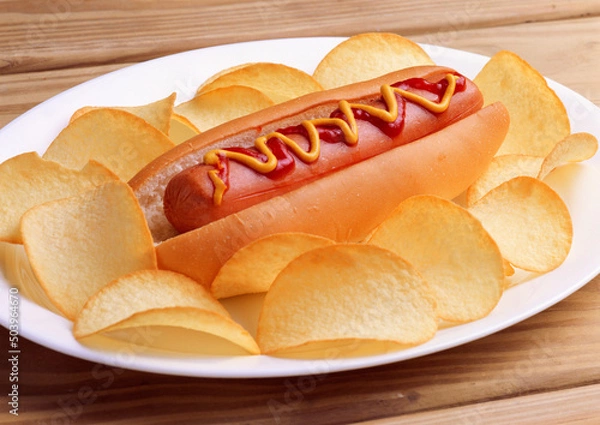 Obraz Hot Dog with Chips