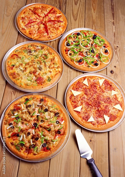 Obraz set with different pizza