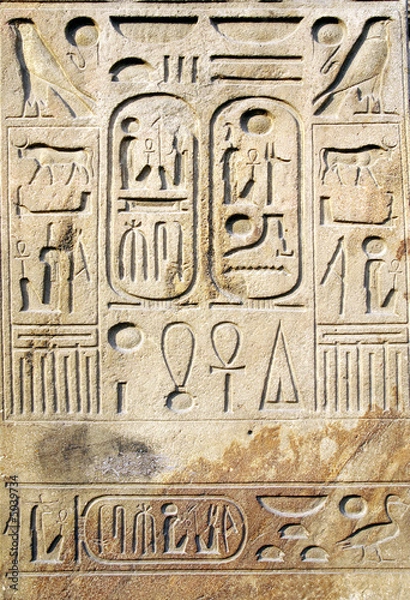 Obraz Egyptian hieroglyphs at stone bas-relief