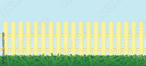 Fototapeta Grass in front of fence. vector