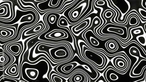 Fototapeta Dizzy Pattern Black and White Contour Lines