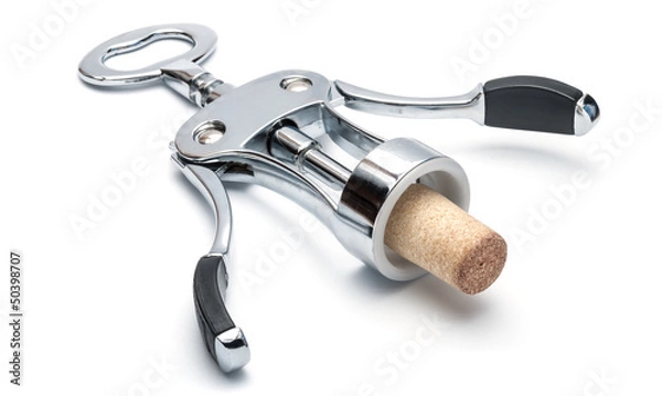 Fototapeta Chrome corkscrew with stopper.